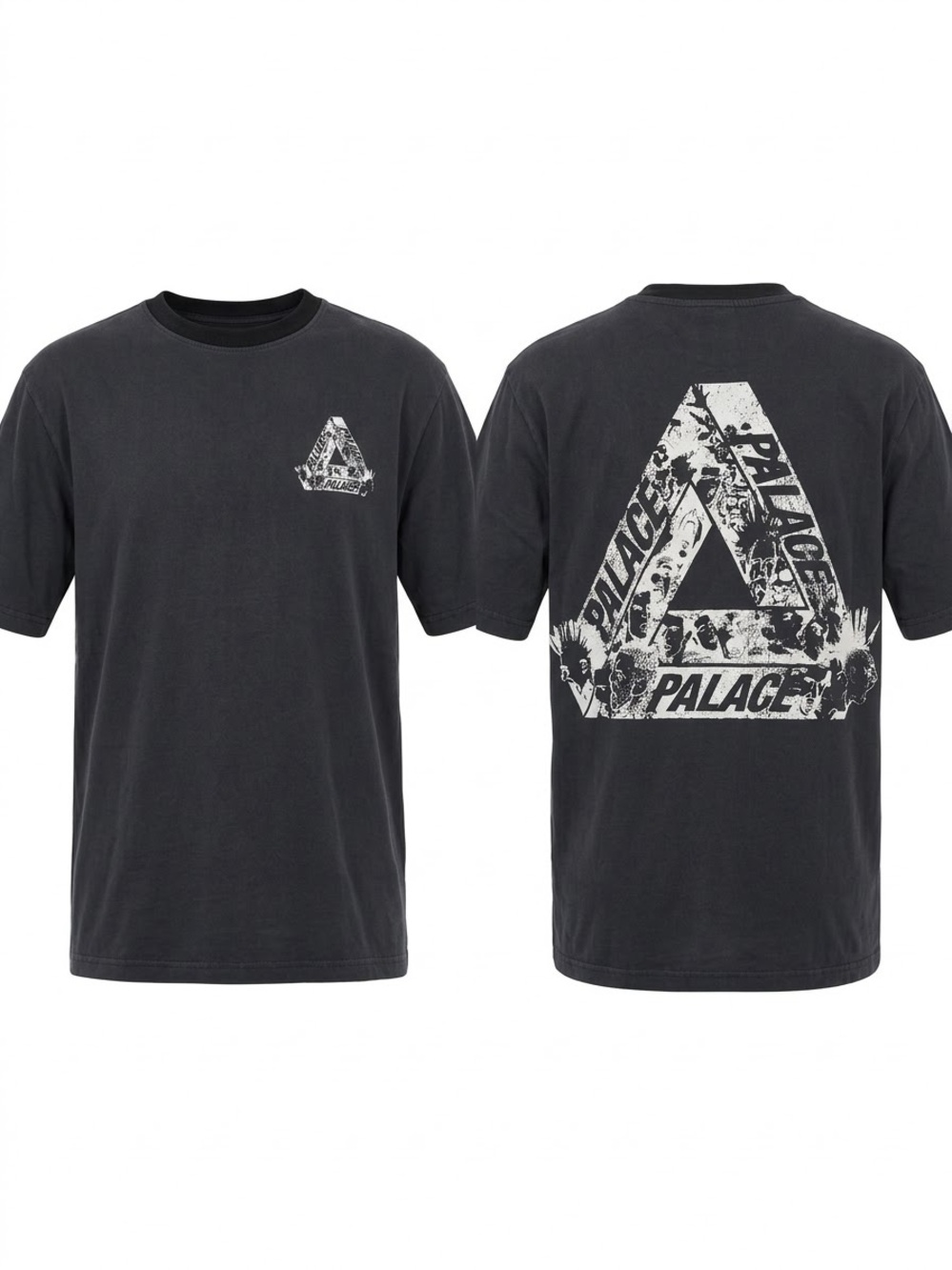 Palace Skateboards Tri-Heads T-Shirt Black L Tri-Ferg Punk Graphic Tee
